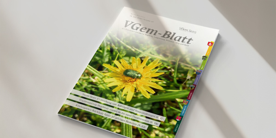 VGem Seeg Das Mitteilungsblatt der Gemeinde Seeg zeigt eine gelbe Blume auf dem Cover