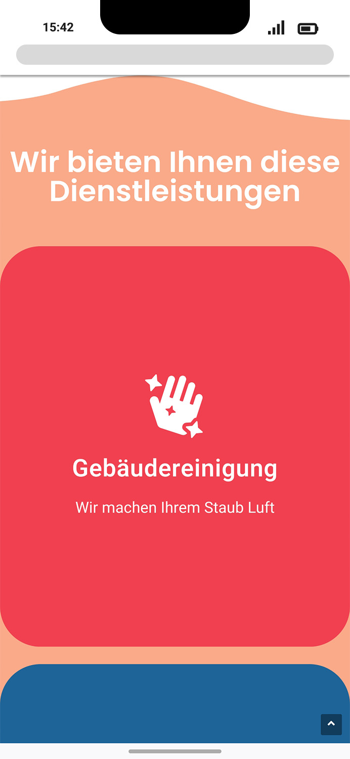 Mobile-Darstellung der Website von inkluso auf einem Screen, zeigt wichtige Informationen und Benutzerinteraktionen hier: Dienstleistungen