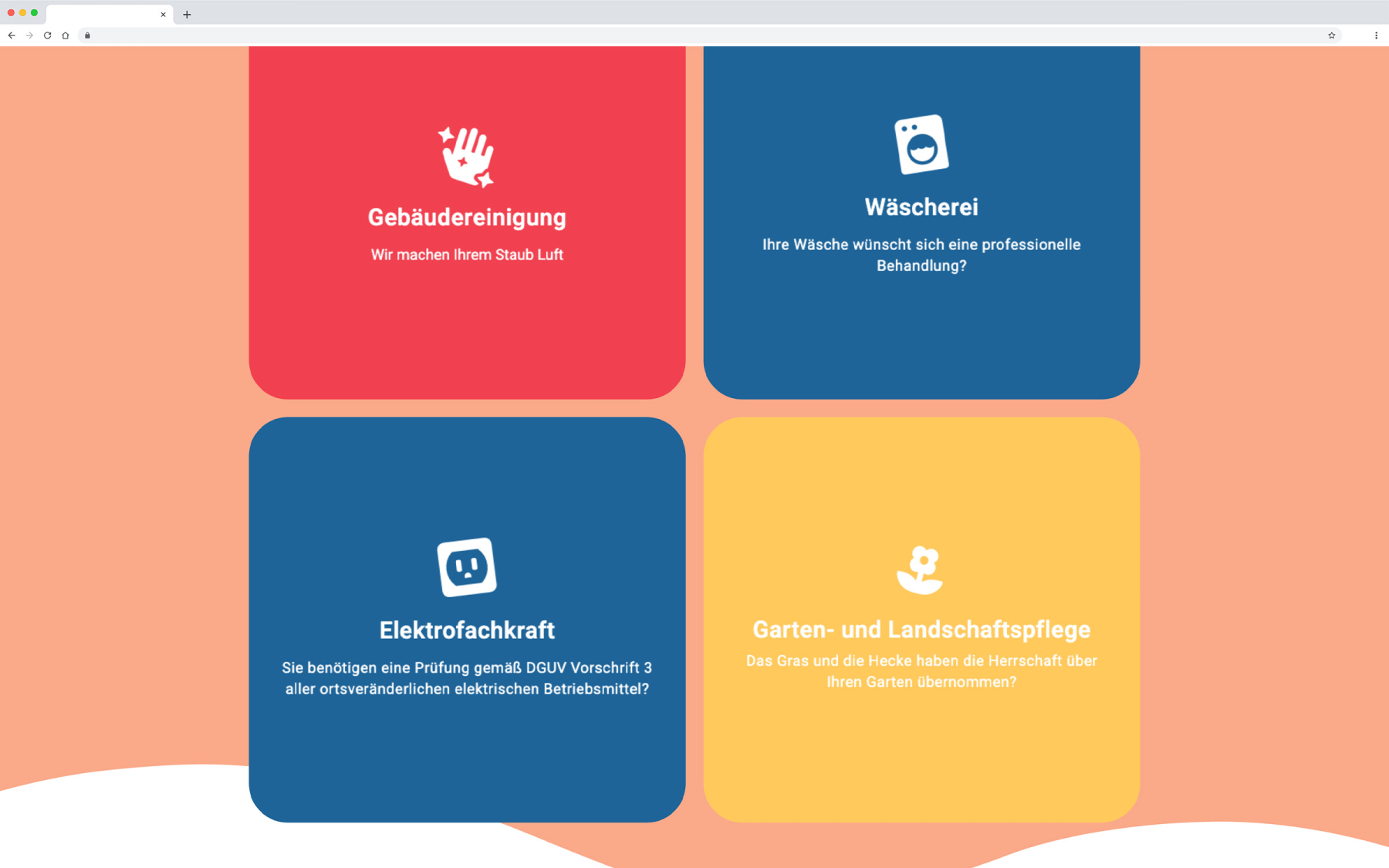 Desktop-Darstellung der Website von inkluso auf einem Screen, zeigt wichtige Informationen und Benutzerinteraktionen hier: Dienstleistungen